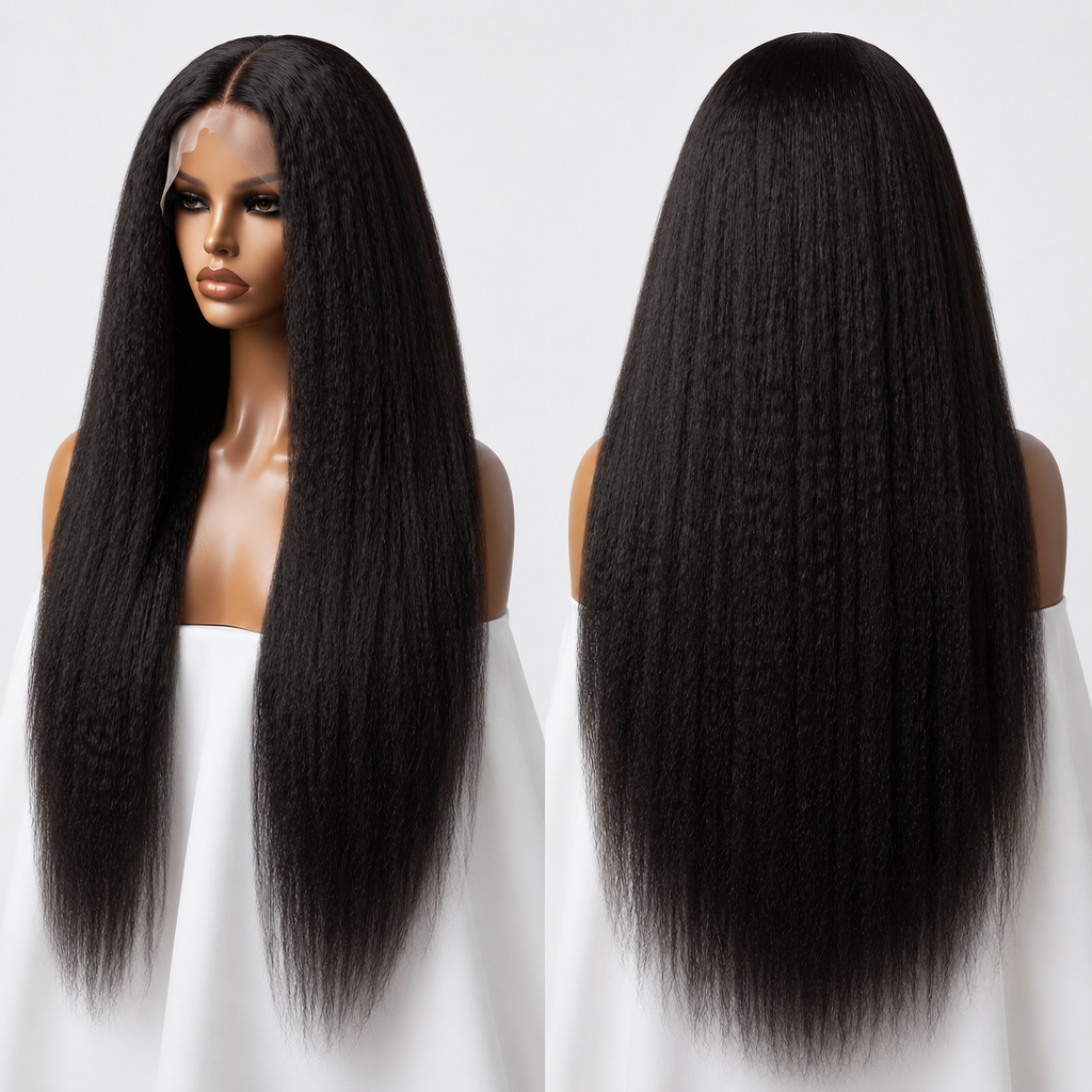 Black HD Kinky Straight Wig
