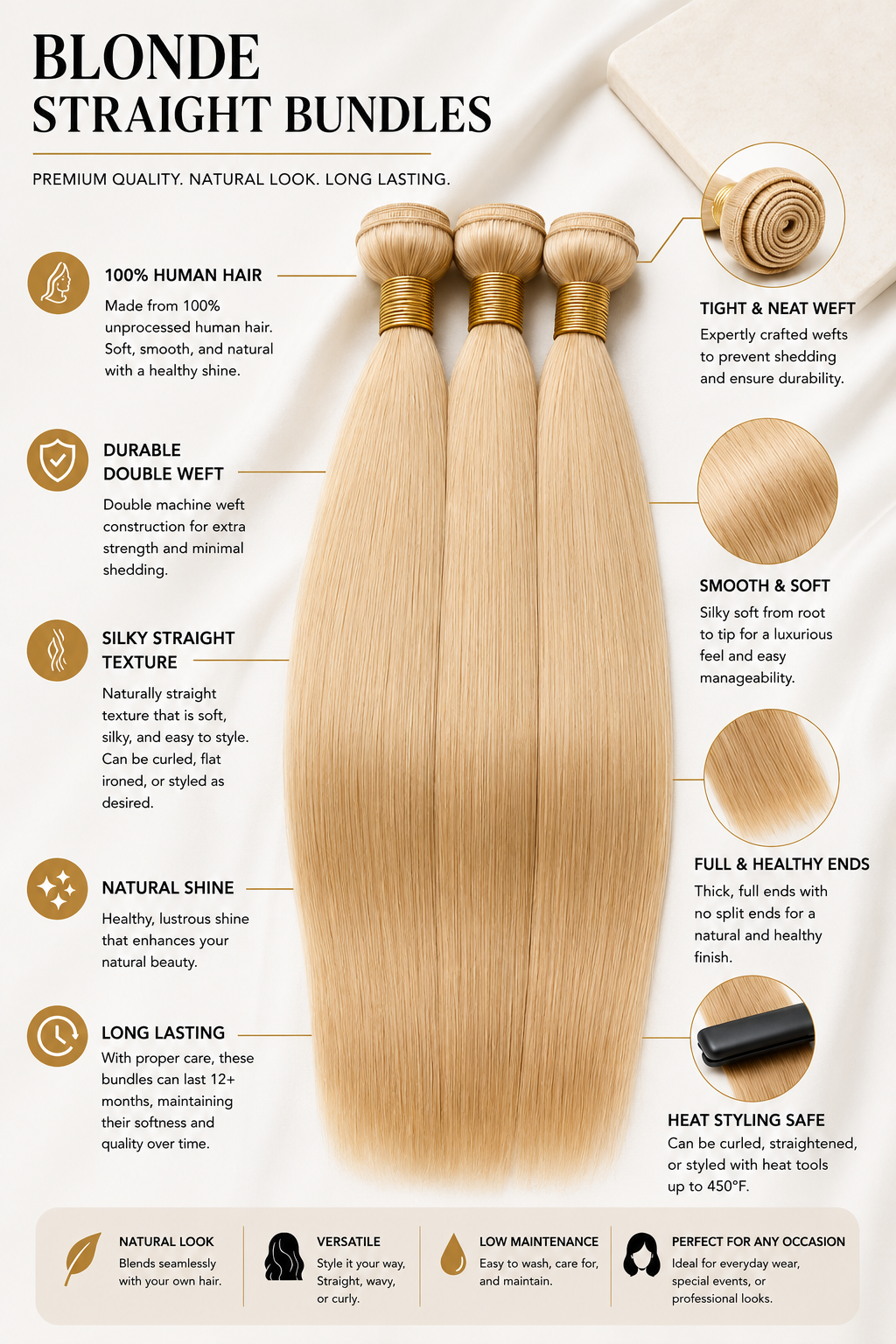 613 Blonde Straight Single Bundle