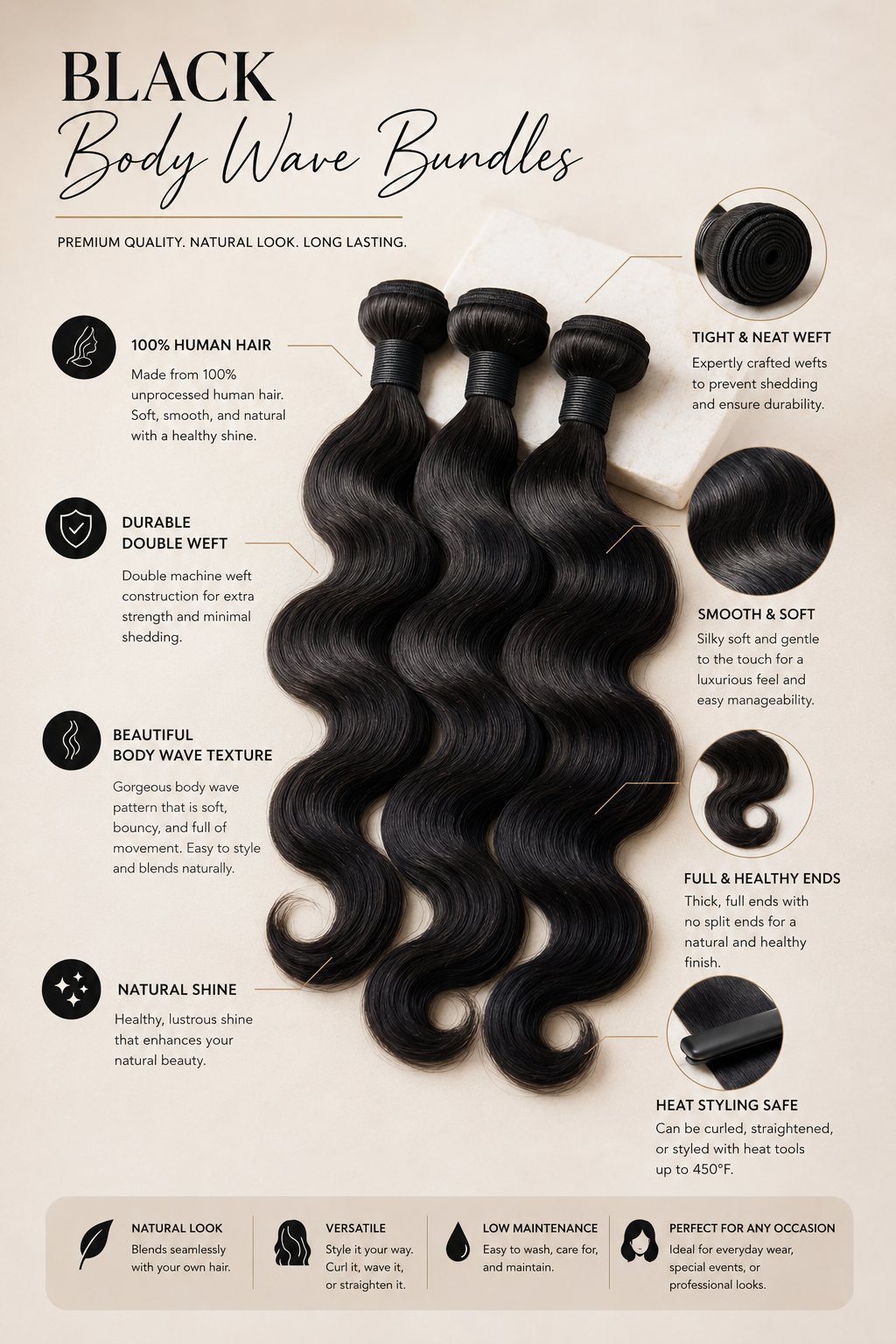 Black Wavy Single Bundle